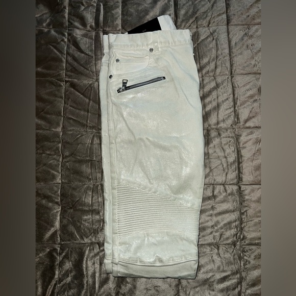 Balmain Reflective White Zipper Slim Jeans - Picture 4 of 8